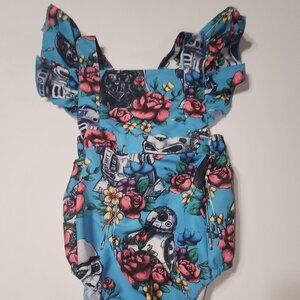 Boutique Baby Girls Blue Star Wars Romper Sz 6 to 9 Months